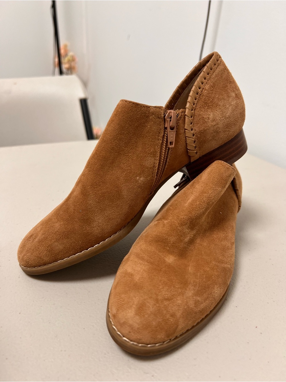 Jack Rogers Suede Ankle Boots in Cognac Brown